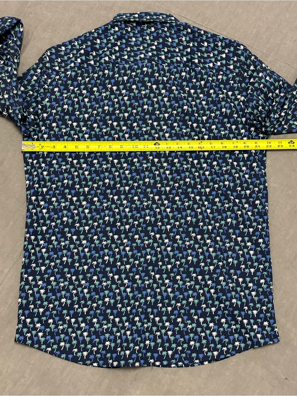 Johnston & Murphy Navy Palm-Print Button-Down Shirt - Picture 4 of 8